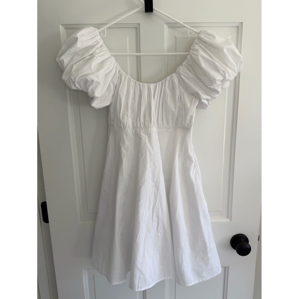 Abercrombie & Fitch White Puff Sleeve Smocked Mini Dress XS‎